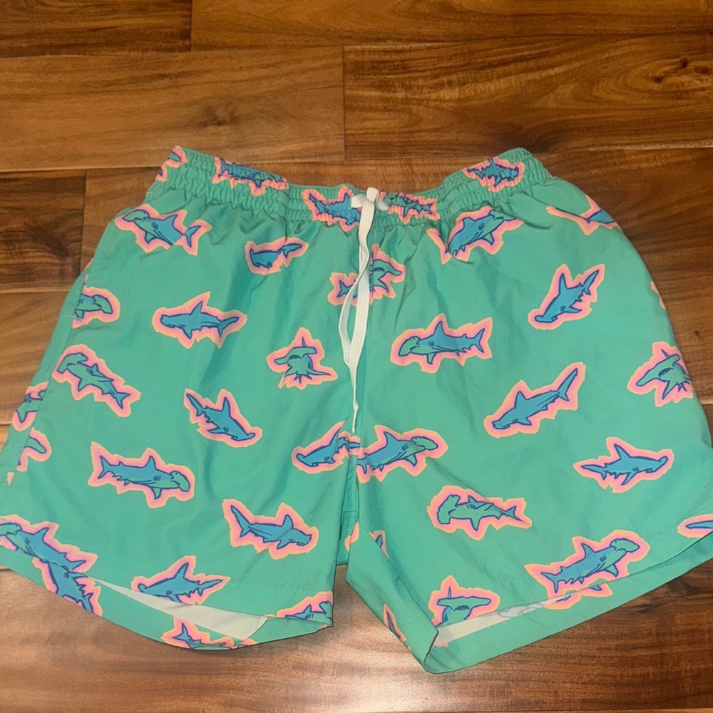 Chubbies Mint Shark Print Swim Shorts